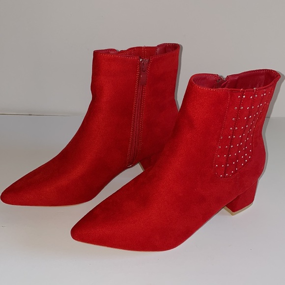 Viviany Heel The World Women's Ankle Boots Block Heel 2" Booties Rhinestones New - Picture 12 of 17